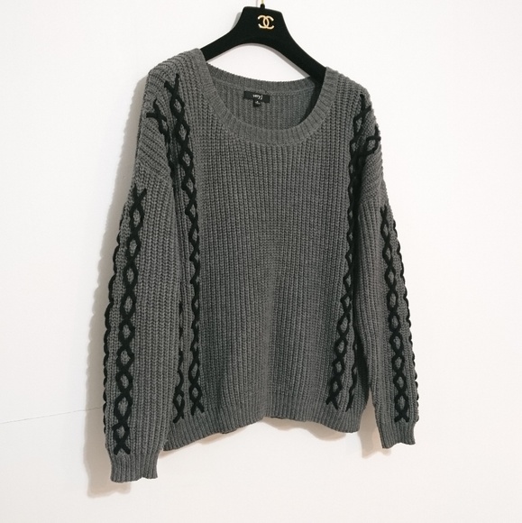 Very J Unique Lace Up Chunky Knit Sweater - Picture 3 of 7